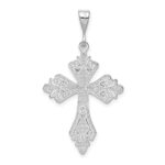 14k White Gold Fleur de Lis Cross Pendant - Image 3