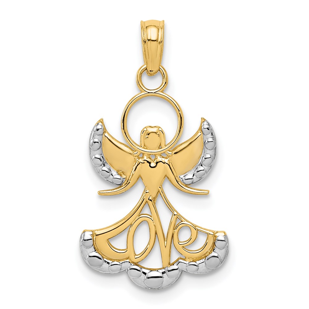 K3748.jpg 14K and White Rhodium LOVE Angel Pendant - Image 1