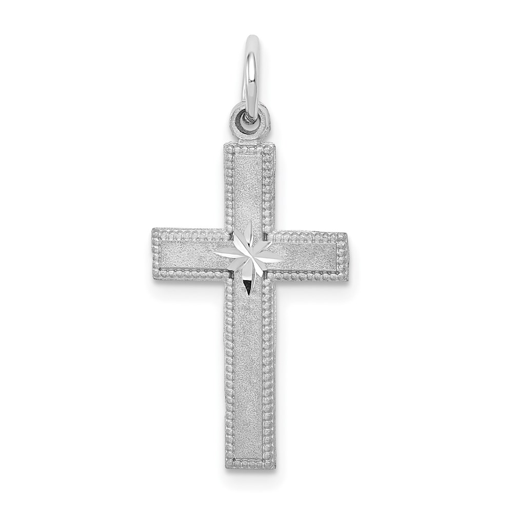 K397.jpg 14k White Gold Diamond-cut Cross Pendant - Image 1
