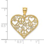 14K Polished Hearts and Peace Signs in Heart Pendant - Image 4
