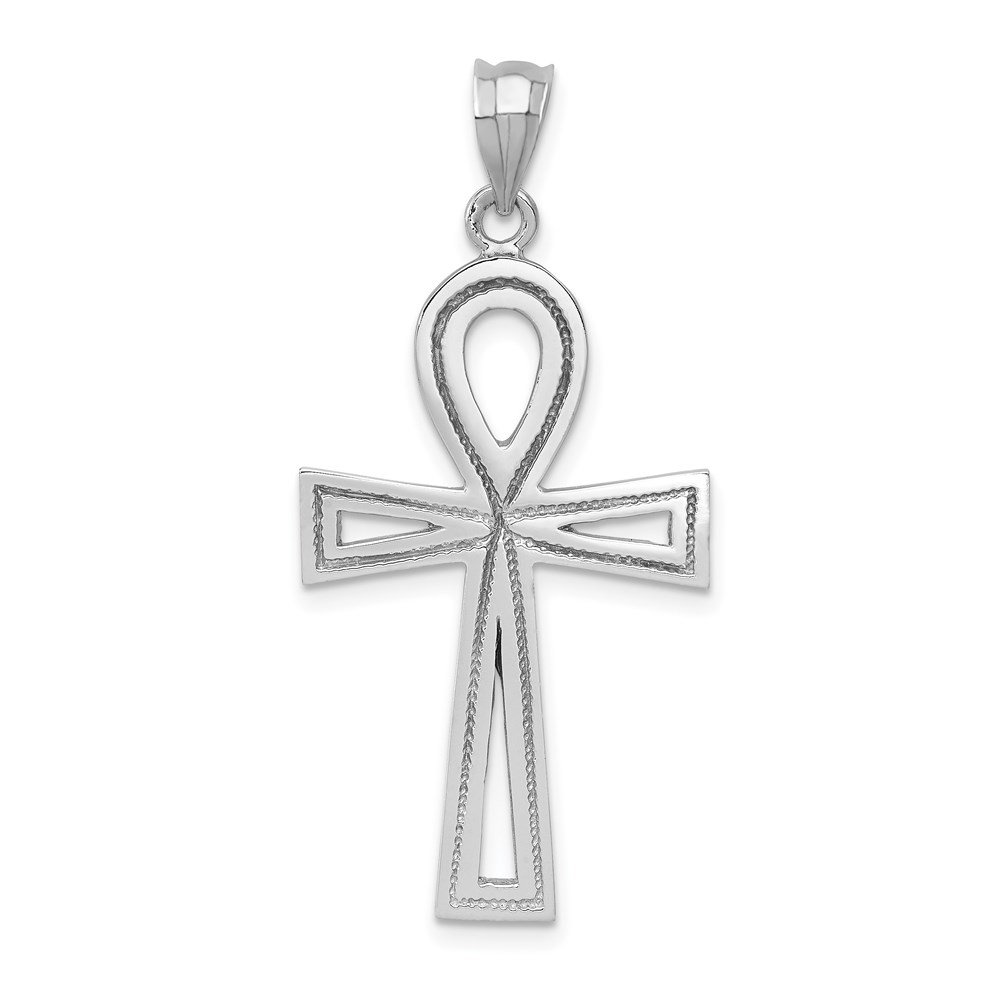 K400.jpg 14k White Gold Ankh Cross Pendant - Image 1