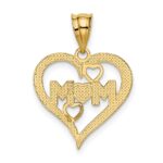 14k and White Rhodium Diamond-cut MOM Heart Pendant - Image 3