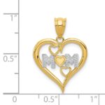 14k and White Rhodium Diamond-cut MOM Heart Pendant - Image 4