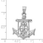 14k White Gold Satin Diamond-cut Mariners Crucifix Pendant - Image 3
