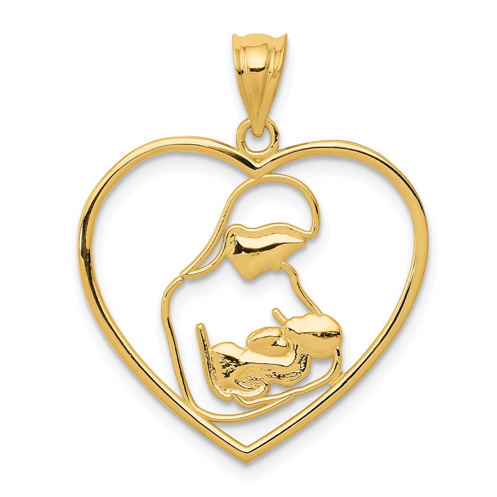 K4088.jpg 14k Mother and Child in Heart Pendant - Image 1