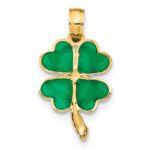 14K 4-Leaf Clover Enameled Pendant - Image 4