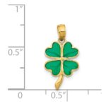 14K 4-Leaf Clover Enameled Pendant - Image 3