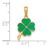 14K 4-Leaf Clover Enameled Pendant - Image 3