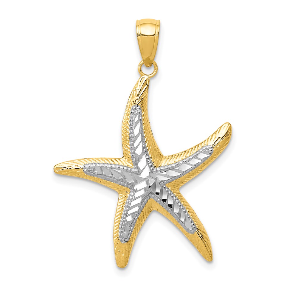 K4175.jpg 14K with White Rhodium Starfish Pendant - Image 1
