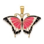 14K Pink Enameled Butterfly Pendant