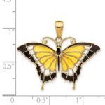 14K Yellow Enameled Butterfly Pendant - Image 4