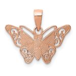 14k Rose Gold with White Rhodium Diamond-cut Butterfly Pendant - Image 4