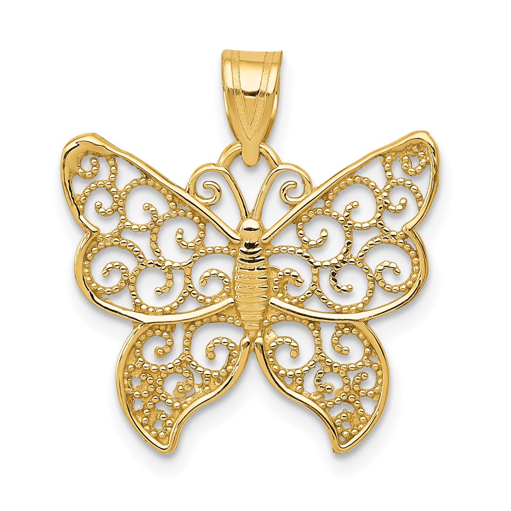 K4240-1.jpg 14k Filigree Butterfly Pendant - Image 1