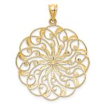 14k and White Rhodium Diamond-cut Fancy Swirl Pendant - Image 4