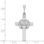 14k White Gold Claddagh Cross Pendant - Image 4