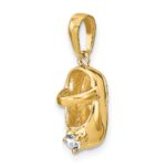 14k 3-D April/Clear Synthetic Stone Engravable Baby Shoe Charm - Image 5