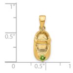 14k 3-D August/Green Synthetic Stone Engravable Baby Shoe Charm - Image 4