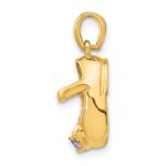 14k 3-D June/Light Purple Synthetic Stone Engravable Baby Shoe Charm - Image 2