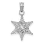 14k White Gold Small Snowflake Pendant - Image 3