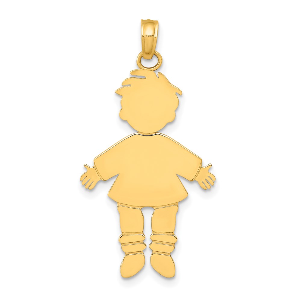 K4749.jpg 14k Flat Engravable Boy Charm - Image 1