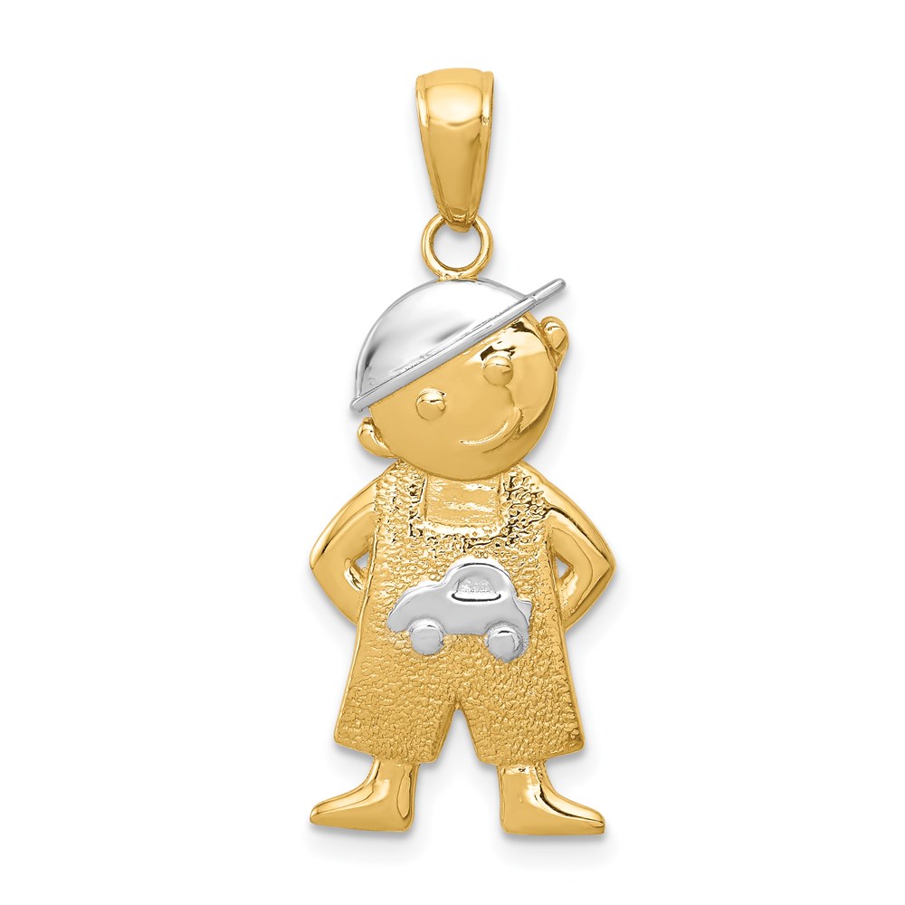 K4755.jpg 14k and White Rhodium Boy with Hands in Pockets Pendant - Image 1