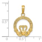 14k Flat-Backed FRIENDSHIP LOVE LOYALTY Claddagh Pendant - Image 3