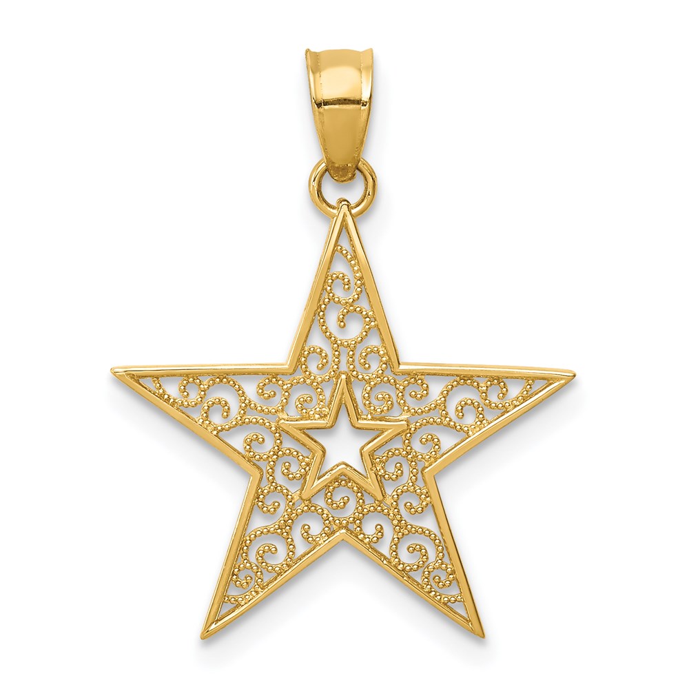 K4807.jpg 14k Filigree Star Pendant - Image 1