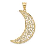 14k Large Filigree Moon Pendant - Image 3