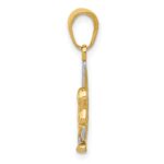 14k and White Rhodium Polished Moon with Angel Pendant - Image 2