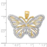 14k and White Rhodium Filigree Butterfly Pendant - Image 4