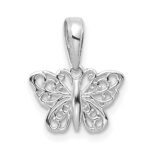 14k White Gold Polished Filigree Butterfly Charm