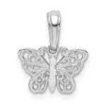 14k White Gold Polished Filigree Butterfly Charm - Image 4