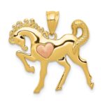 14k Yellow and Rose Gold Horse with Heart Charm
