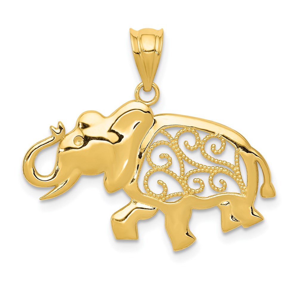 K4866.jpg 14k Filigree Elephant Pendant - Image 1