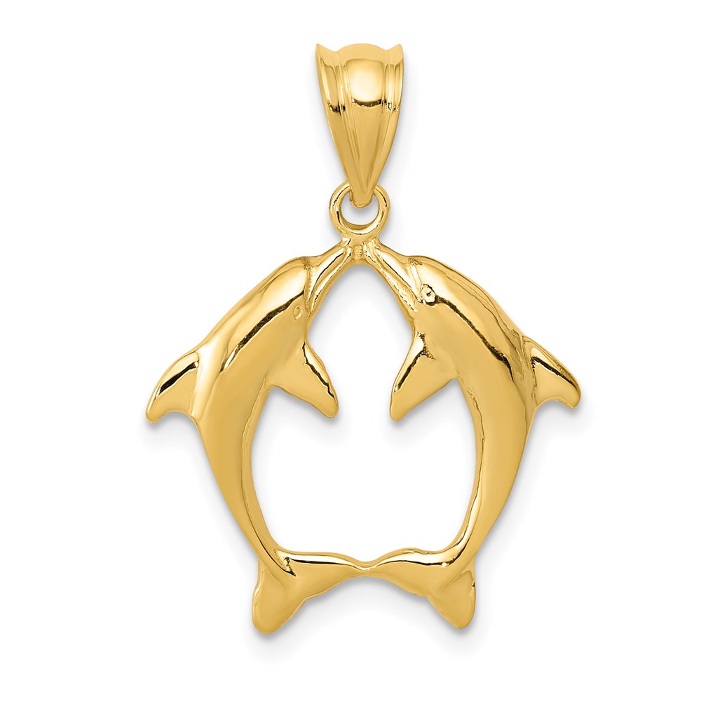 K4874.jpg 14k Two Dolphins Pendant - Image 1