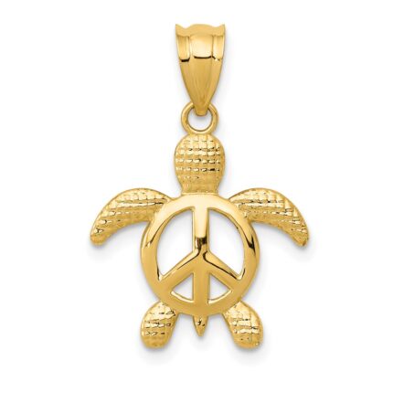 14k Peace Sign Turtle Pendant