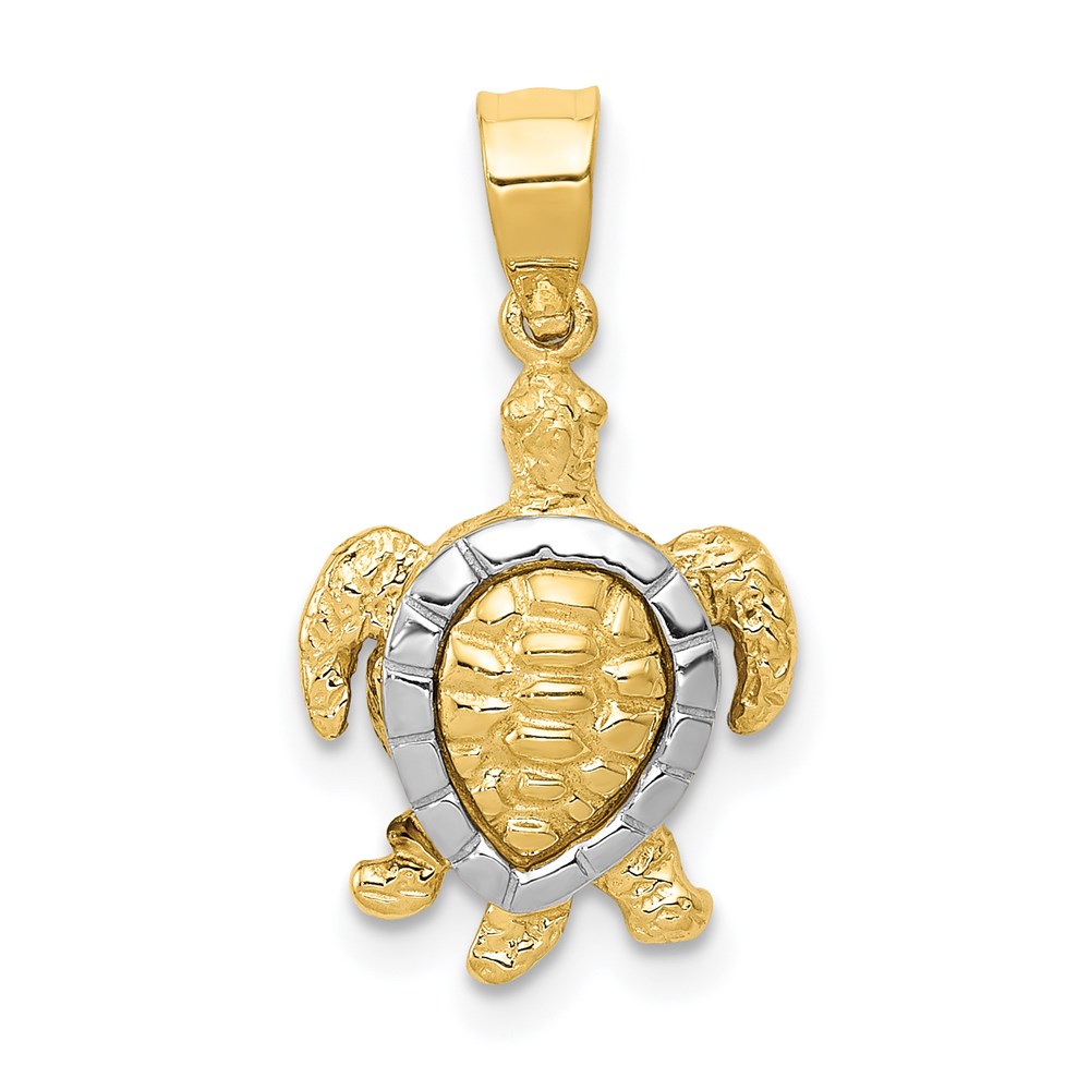 K4880.jpg 14K Two-tone Gold Turtle Charm - Image 1