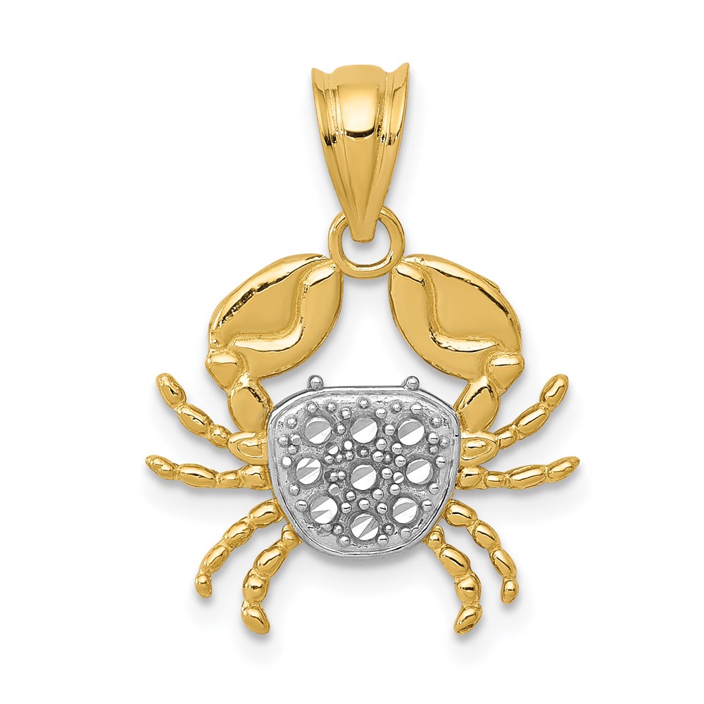K4885.jpg 14K and White Rhodium Diamond-Cut Crab Pendant - Image 1