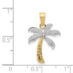 14K and White Rhodium Palm Tree Pendant - Image 4