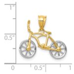 14k Two-tone 3-D Bicycle with Moveable Wheels Pendant - Image 4