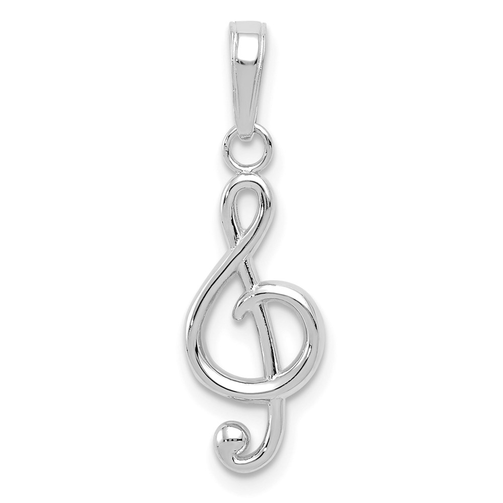 K4944W.jpg 14k White Gold Polished Open-Backed Treble Clef Pendant - Image 1