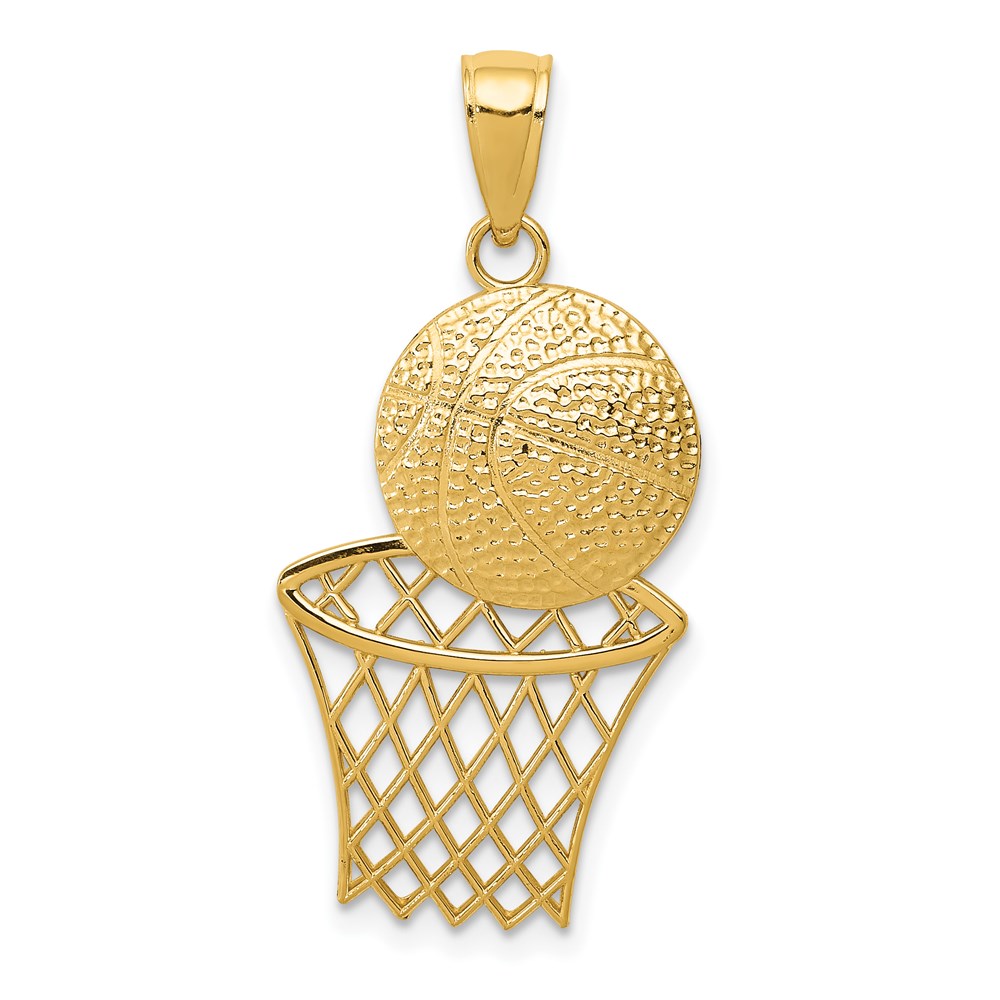 K4951.jpg 14K Diamond-Cut Basketball and Net Charm - Image 1
