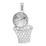 14K White Gold Basketball and Net Charm - Image 4