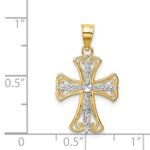 14k and White Rhodium Diamond-cut Cross Pendant - Image 3