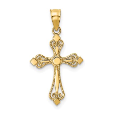 14k Mini Budded Cross Pendant