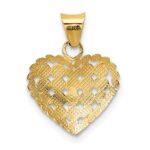 14K and White Rhodium Polished Diamond-cut Heart Pendant - Image 3