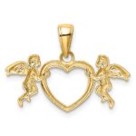 14k Flying Cherubs Holding Heart Pendant - Image 4