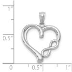 14k White Gold Polished Infinity Heart Pendant - Image 4
