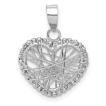 14K White Gold Open Wire Heart Pendant