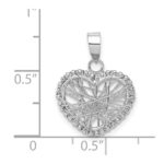 14K White Gold Open Wire Heart Pendant - Image 4